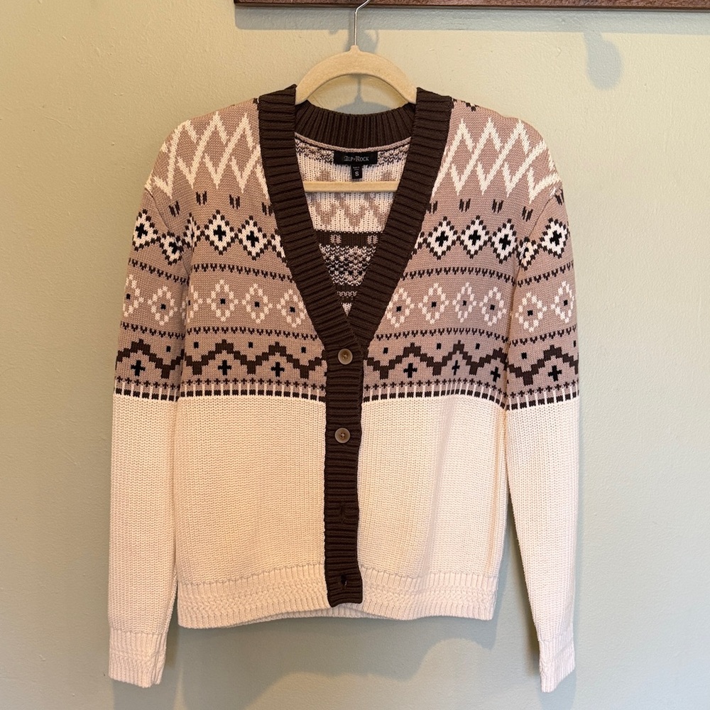 Women’s Alp n Rock Brown and Cream Cardigan and Sweater